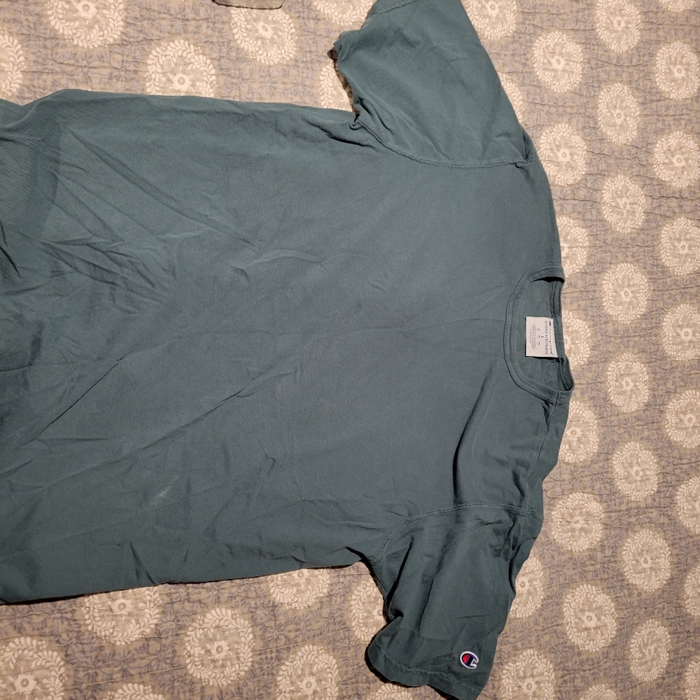Champion garment dyed Green tshirt size large.